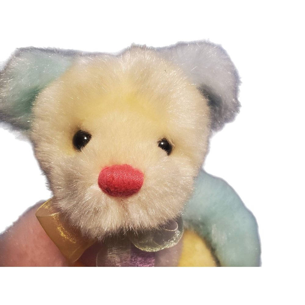 Sorbet Teddy First and Main Pastel Rainbow Colors Lace Feet Paws Pink Nose Bear